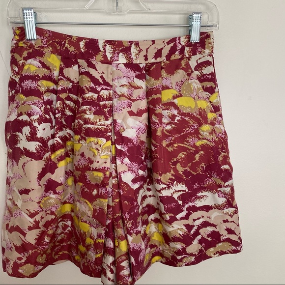 Tibi Silk pink Watercolor colorful shorts skort 6 - Picture 4 of 9